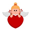 Cute cupid girl on a heart shape Royalty Free Stock Photo