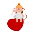 Cute cupid girl on a heart shape Royalty Free Stock Photo