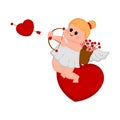 Cute cupid girl on a heart shape Royalty Free Stock Photo