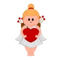 Cute cupid girl with a heart shape Royalty Free Stock Photo