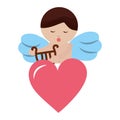 Cute cupid harp love heart celebration valentine
