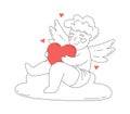 Cute cupid line art Contemporary love design Royalty Free Stock Photo