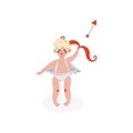 Cute Cupid Shooting Archery, Amur Baby Angel, Happy Valentine Day Symbol Vector Illustration