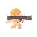 Cute cupid shooting a big love bazooka. Valentines Day flat icon