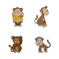 Cute And Curious Monkey Color Illustration Collection