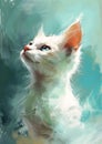 Cute and Curious: A Playful Portrait of a White Kitten Gazing at