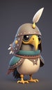 Cute Curlew Animal Warrior 3D Game Model Generative AI