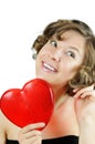 Cute curly cupid-girl with heart Royalty Free Stock Photo