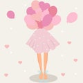 Cute curly girl with balloons, Royalty Free Stock Photo