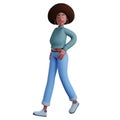 Cute 3D Afro Girl Cartoon Illustration with a funny expression