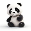 Cute 3d Panda Bear Icon On White Background