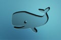 Cute 3d blue large whale shape logo design. Royalty Free Stock Photo