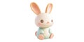 Cute 3D Bunny Toy Sitting Isolated on Transparent Background Royalty Free Stock Photo
