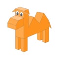 Cute 3D camel character in pixel style on a white background. Element of geometric flat camel for 3d game