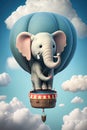 Cute 3D Render Illustration Of An Elephant Hot Air Balloon