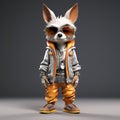 Cute 3d Cartoon Coyote In Stylish Urban Outfit Design Concept