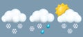 Cute 3d cartoon weather icons set. Cloud, rain, snow, sun. Vector illustration Royalty Free Stock Photo