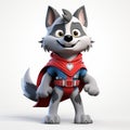 Cute 3d Cartoon Of Winnie The Star Wolf: Superhero In Luca Giordano Style