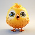 Cute 3d Character Art Of Yellow Animated Chicken - Cryengine Style