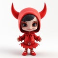 Cute 3d Female Devil In Red Costume - Kawaii Chic Cartoon Character