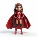 Cute 3d Female Superhero Standing On White Background