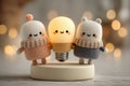 Cute Lightbulb Friends in Warm Cozy Scene - 1generative ai Royalty Free Stock Photo