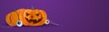 Cute 3d halloween pumpkin banner template with copy space vector Royalty Free Stock Photo