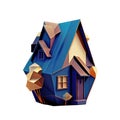 Cute 3d icon house symbol. Real estate, mortgage, loan concept. Cartoon minimal low poly style on Isolated Transparent png