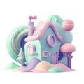 Cute 3d icon house symbol. Real estate, mortgage, loan concept. Cartoon minimal pastel color style on Isolated Transparent png