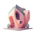 Cute 3d icon house symbol. Real estate, mortgage, loan concept. Cartoon minimal pastel color style on Isolated Transparent png