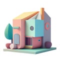 Cute 3d icon house symbol. Real estate, mortgage, loan concept. Cartoon minimal pastel color style on Isolated Transparent png