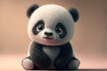 Cute 3D panda bear character over pastel background made with Generative AI.