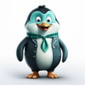 Cute 3d Penguin Character In Business Suit Maya Rendered Cartoon