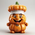 Cute 3d Pumpkin Figurine With Chef Hat - Halloween Kitchen Decor
