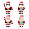 Cute 3d realistic cartoon secret santa claus toy gift box sunglasses character icons set isolated vector illustration