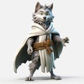 Cute 3d Render Cartoon Of A Wolf In Elaborate Medieval Costume