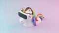 Unicorn VR Headset Metaverse, Virtual Reality, Fantasy Concept Royalty Free Stock Photo