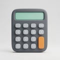 A cute 3d rendering of a modern gray calculator with soft rounded edges and an orange equals button Royalty Free Stock Photo