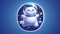 A cute 3D sticker of a cat astronaut floating, Ai generated image Royalty Free Stock Photo