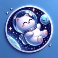 A cute 3D sticker of a cat astronaut floating, Ai generated image Royalty Free Stock Photo