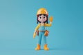 A cute 3D style character of a friendly female construction worker waving Royalty Free Stock Photo
