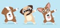 Cute dabbing Dog cool cartoon vector set