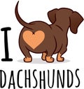 Cute Dachshund Dog  Cartoon Illustration Isolated On White,
