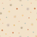 Cute daisy flowers summer seamless pattern and colorful polka dots