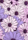 Cute Daisy Girl on a Purple and White Flowers Background