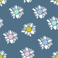 Cute Daisy Repeat Vector Pattern On An Ink Blue Backdrop Royalty Free Stock Photo