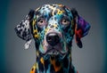 A cute dalmatian dog with distinctive multicolor fur pattern. Generative ai Royalty Free Stock Photo
