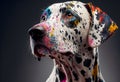A cute dalmatian dog with distinctive multicolor fur pattern. Generative ai Royalty Free Stock Photo