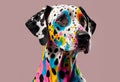 A cute dalmatian dog with distinctive multicolor fur pattern. Generative ai Royalty Free Stock Photo