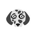 Cute dalmatian dog head, funny cartoon animal character, adorable domestic pet vector illustration